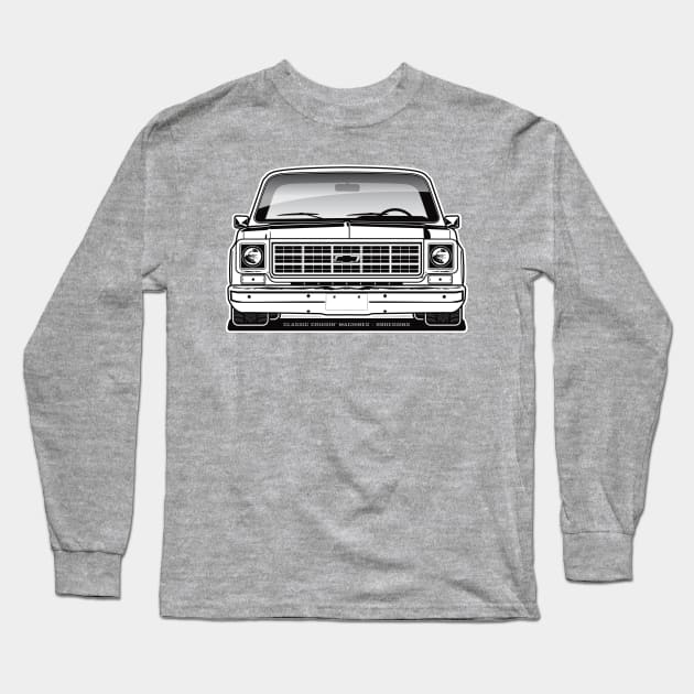 1977-1978 Squarebody Chevrolet C10 Blazer Suburban BW Long Sleeve T-Shirt by RBDesigns